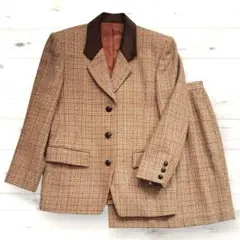 昭和レトロ ウールツイード セットアップ Mヴィンテージ テイラード ジャケット