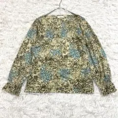 ハリス Harriss 長袖ブラウス フレア袖 総柄 日本製 春夏秋のサムネイル