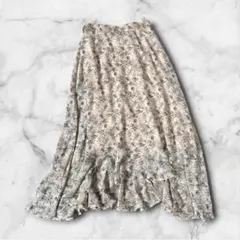ツーピンク花柄イレヘムラッフルロングスカートアシンメトリーのサムネイル