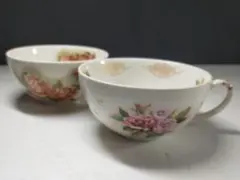 カフェオーレボウル兼用スープボウル　ローズ2柄　2個セット