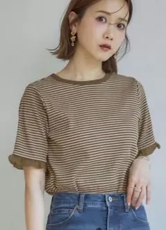 mysa closet テレコボーダー 半袖 Tシャツ Lのサムネイル