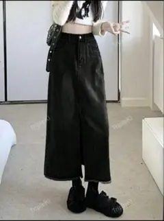 Tripleki デニムロングスカート ブラック Mサイズ