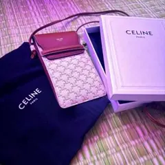 極美品【セリーヌ】トリオンフ モバイルポーチ フォンケース チェーン