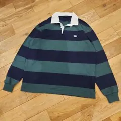 Canterbury ラガーシャツ XL グリーン ボーダー ラグビージャージ