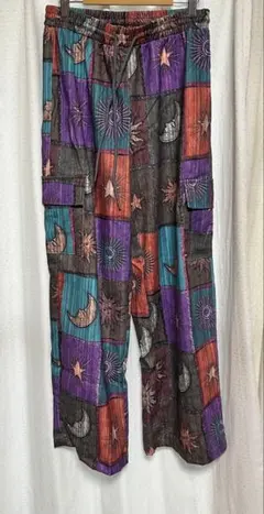 ROMWE PUNK 太陽＆月プリント ドローストリングウエスト カーゴパンツS