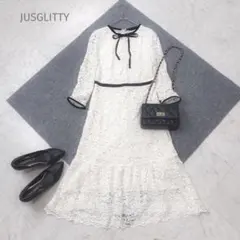 JILL STUART 新品✨ セシル レース パイピング ロングワンピース白 