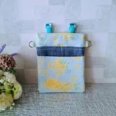 ミモザ柄　ナースポーチ　オーガナイザー　移動ポケット　仕分けポーチ