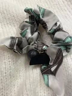 シルク風ヘアゴム グレーとミント