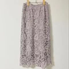 nano universe ラベンダー 花柄レース タイトスカート36