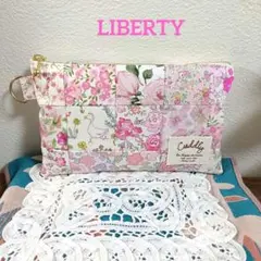 No.79 リバティ　パッチワークポーチ♥春色ピンク系　チェック＆ストライプ