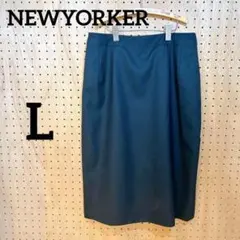 【NEWYORKER】膝丈タイトスカート 黒 11号 スーツ ウール シルク