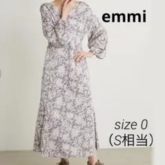 【emmi atelier】袖ボリューム　花柄ワンピース ロングワンピ　清楚