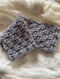 手編みネックウォーマー ライトグレー