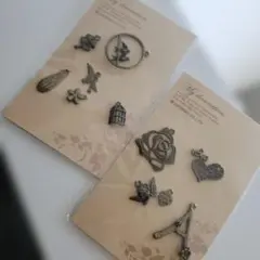 ​【新品】エルベール メタルチャーム 2点 セット アンティークゴールド パーツ