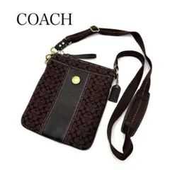 COACH シグネチャー 本革 × キャンバス ショルダーバッグ サコッシュ
