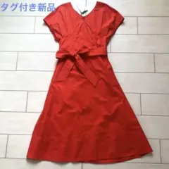 ⭐︎タグ付き未使用⭐︎ROUGE VIFオレンジレッド Vネック ロングワンピース