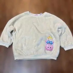 110/116 H&M ツムツム柄　ボア　トレーナー クリーム　ルームウェア