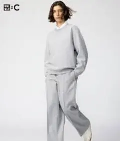 UNIQLOスウェットストレートパンツ/丈長め　グレーS