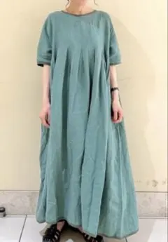 TSUHARU ツハル sm2☆リネンパイピングワンピース☆グリーンのサムネイル
