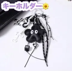 じゃらじゃらキーホルダー キーリング 花 シルバー 韓国 かわいい