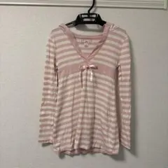 GAP KIDS GIRLSピンクストライプ フード付きロンT 160