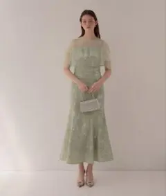 LEJA】チュールフリルボレロペイントマーメイドドレスワンピース