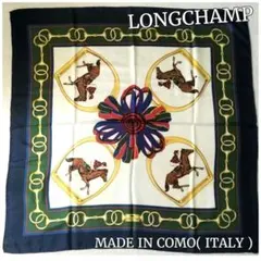 ☆LONGCHAMP/ロンシャン☆イタリア製コモシルク☆大判スカーフ☆ホース柄☆のサムネイル