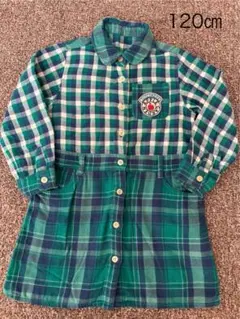女の子ワンピース　長袖ワンピース　グリーン系ワンピース　120㎝