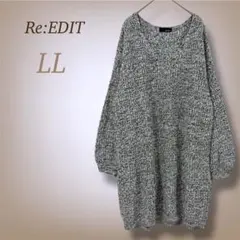 リエディ Vネック ローゲージニット チュニック ニット セーター 長袖 LL