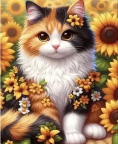 猫たちの散歩 デザイン ダイヤモンドアート ラウンド ビーズアート