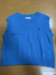 U.S. POLO ASSN. 青 Vネックニットベスト F
