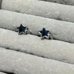 星型 青色ストーン スタッドピアス
