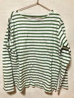 無印良品　太番手ボートネック長袖Ｔシャツ　グリーン