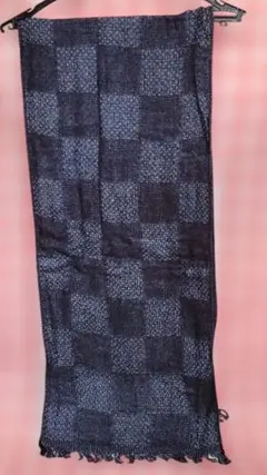 今治タオル　匠　コットンマフラー　チェック柄　フリージング付き　藍色