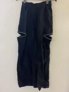 【黒のオシャレジッパー付き　ロングパンツ】