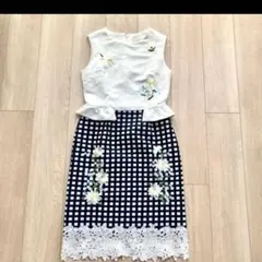 【Chesty】チェスティマーガレットエンブロイダリーワンピース/ネイビー