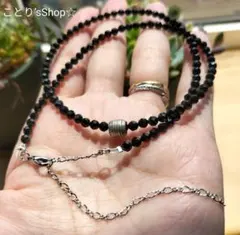 着脱式 ①ハワイアンジュエリー風 カレンシルバー ブラックスピネルネックレス