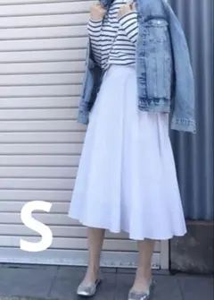 UNIQLO フレアスカート　サーキュラースカート ホワイト S コットン