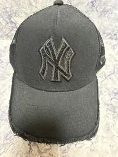 NEW ERA NY 刺繍 メッシュキャップ ブラック ダメージ