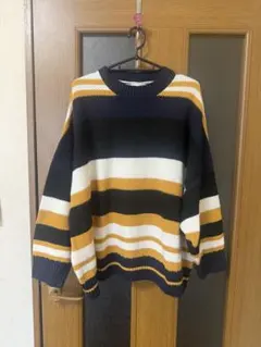 GYDAストライプデザイン ニットセーター 長袖 オーバーサイズ