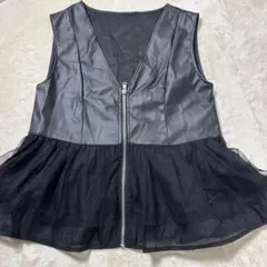 【新品・タグ付】Radarista フェイクレザー チュール ベスト ジレ 黒