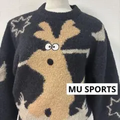 MU SPORTS◇ミエコウエサコ◇トナカイ柄ウールニット◇BLACK