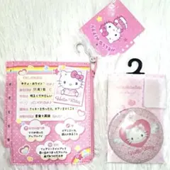 ハローキティ ミニポーチ（なつかしプロフィール帳） 夢見るエンジェル 缶バッジ