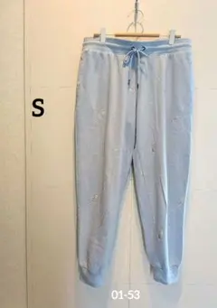 刺繍入りスウェットパンツ☆ライトブルーSサイズ海外古着