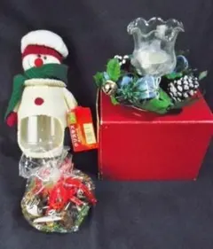 クリスマス リース キャンドルスタンド+小物入れ/ガラス キャンドルホルダー