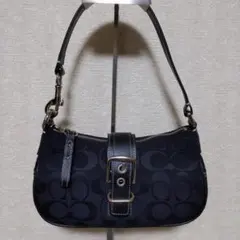 未使用 コーチ　アクセサリーポーチ　キャンバス　ブラック　ソーホー　6362