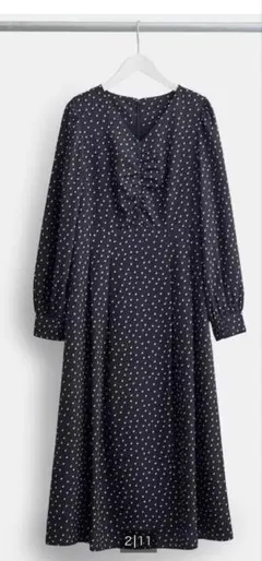 プラステ　ドットワンピース　ネイビー　Ｓサイズ