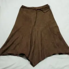 COMME CA ISM コムサイズム ブラウン アシンメトリースカート L 茶