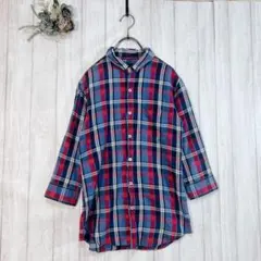 ☆シップスジェットブルー (M) 長袖シャツ チェック 七分袖 レッド ブルー
