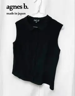 美品☆ agnes b. ノースリーブ　丸襟 コットン 42サイズ ブラック